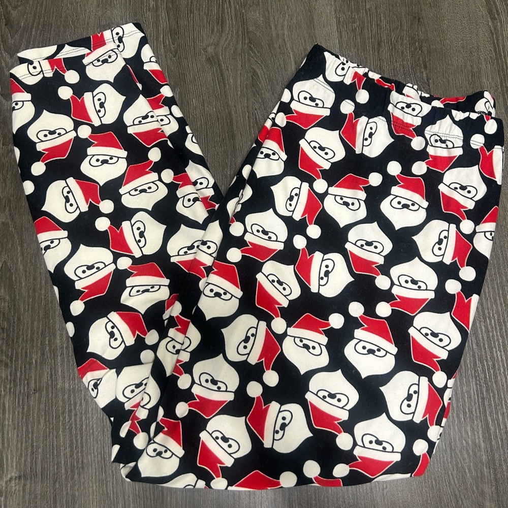 Festive Plus Size XXL Santa Print Holiday Saint Nick Red Black Pajama Pants